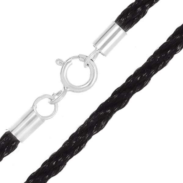 Ювелирный шнурок плетеный с серебряной застежкой 035892 детальное изображение ювелирного изделия Шнурки с серебром Ювелирный шнурок плетеный с серебряной застежкой 035892 детальное изображение ювелирного изделия Шнурки с серебром