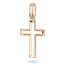 обзорное фото Золотая подвеска в форме креста с пустой серединой 040610  Золотые подвески без камней