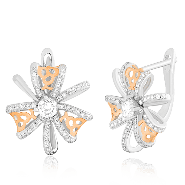 Серебряные серьги с фианитами 024917 детальное изображение ювелирного изделия Серьги с позолотой Серебряные серьги с фианитами 024917 детальное изображение ювелирного изделия Серьги с позолотой