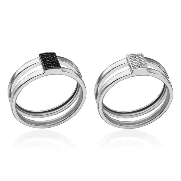 двойное кольцо из серебра с фианитами двойное кольцо из серебра с фианитами