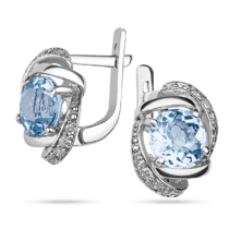 оглядове фото Срібні класичні сережки Вільма, ніжно-блакитні топази та фіаніти 026770