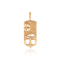 обзорное фото Мужская золотая подвеска жетон Якорь и Звезда 035537  Золотые подвески