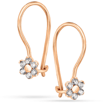 обзорное фото Детские маленькие золотые серьги Цветочки с фианитами на французской застежке петелька 038984 Серьги с камнями обзорное фото Детские маленькие золотые серьги Цветочки с фианитами на французской застежке петелька 038984  Серьги с камнями