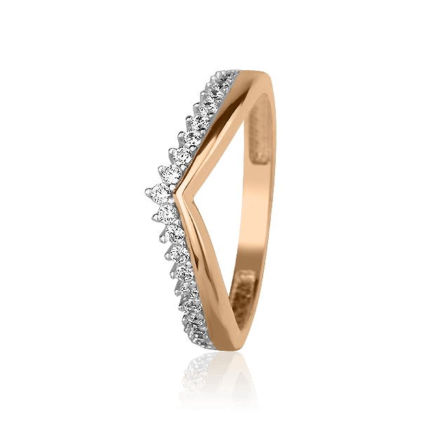 Кольцо в красно-белом золоте с фианитами 027517 детальное изображение ювелирного изделия Золотые кольца с фианитом Кольцо в красно-белом золоте с фианитами 027517 детальное изображение ювелирного изделия Золотые кольца с фианитом