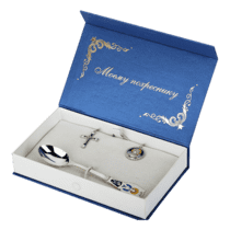 обзорное фото Серебряный подарочный набор для крестника "Моему крестнику" 030489  Подарки на крещение