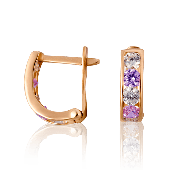 Дитячі золоті сережки з цирконієм 90017 детальне зображення ювелірного виробу Дитячі золоті сережки з цирконієм 90017 детальне зображення ювелірного виробу