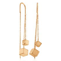 обзорное фото Золотые серьги протяжки Кубики 030106 Золотые серьги протяжки обзорное фото Золотые серьги протяжки Кубики 030106  Золотые серьги протяжки