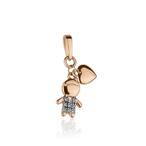 обзорное фото Золотой подвес с белыми фианитами Мальчик 028101  Золотые подвески с камнями