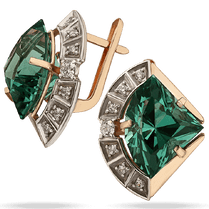 обзорное фото Золотые серьги с кварцем и фианитами 034908 Золотые серьги обзорное фото Золотые серьги с кварцем и фианитами 034908  Золотые серьги