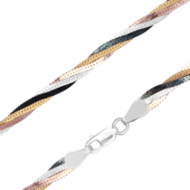 обзорное фото Серебряная цепочка с плетением Коса 024893  Серебряные цепочки