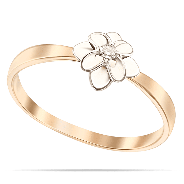 Золотое кольцо Цветок с бриллиантом 036859 детальное изображение ювелирного изделия Золотые кольца с бриллиантами Золотое кольцо Цветок с бриллиантом 036859 детальное изображение ювелирного изделия Золотые кольца с бриллиантами
