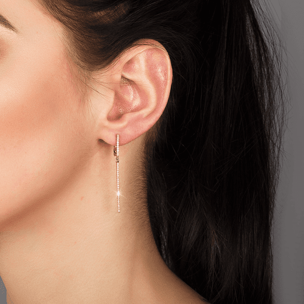 Золотые серьги с фианитом в красном золоте 030737