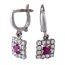 обзорное фото Серебряные серьги с рубином 6592 Серебряные серьги с камнями обзорное фото Серебряные серьги с рубином 6592  Серебряные серьги с камнями