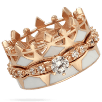 оглядове фото Золота каблучка Корона потрійна з емаллю і фіанітами 034510 оглядове фото Золота каблучка Корона потрійна з емаллю і фіанітами 034510