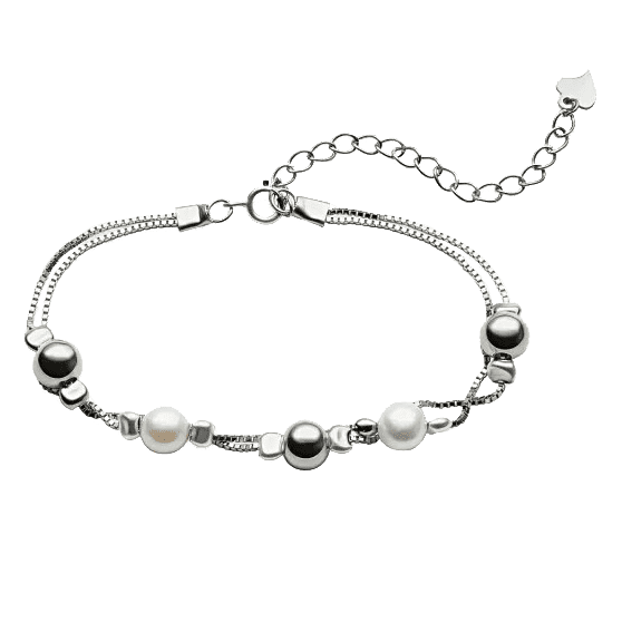 Серебряный браслет с жемчугом и шариками 038923 детальное изображение ювелирного изделия Серебряные женские браслеты Серебряный браслет с жемчугом и шариками 038923 детальное изображение ювелирного изделия Серебряные женские браслеты