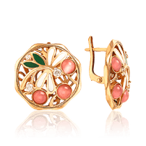 обзорное фото Массивные золотые серьги Стрекоза с улекситом и фианитами 033750 Золотые серьги обзорное фото Массивные золотые серьги Стрекоза с улекситом и фианитами 033750  Золотые серьги