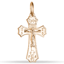 обзорное фото Крест в красном золоте с распятием Спаси и Сохрани 585 пробы 038869  Крестики мужские