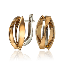 обзорное фото Сережки из комбинированного золота Иллюзия 034070  Золотые серьги