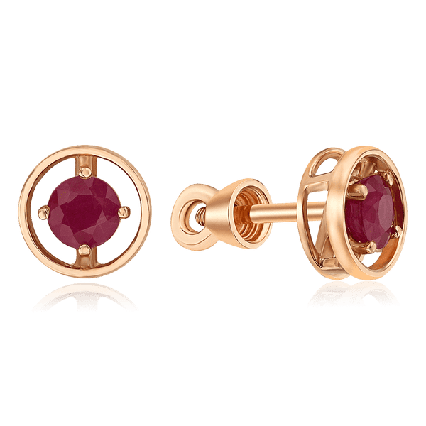 серьги гвоздики с рубином серьги гвоздики с рубином