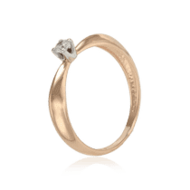 обзорное фото Помолвочное кольцо из красного и белого золота с фианитом 028603  Золотые кольца для помолвки с цирконием
