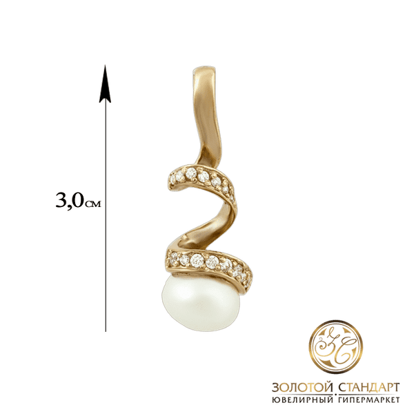 Золотой кулон с жемчугом и фианитами Золотой кулон с жемчугом и фианитами