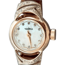 обзорное фото Женские часы на руку золотые с цирконием, кожаный ремешок 036137  Золотые часы