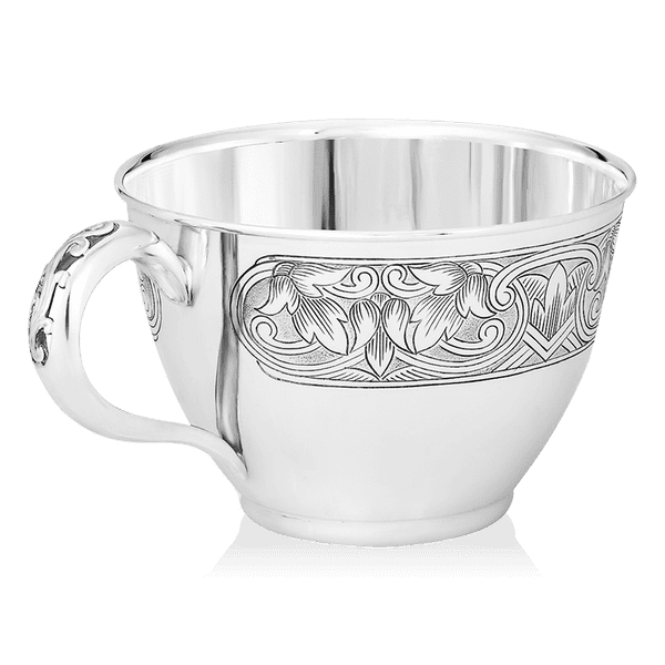 Красивая серебяная чашка с цветочным узором 036925 детальное изображение ювелирного изделия Серебряные чашки Красивая серебяная чашка с цветочным узором 036925 детальное изображение ювелирного изделия Серебряные чашки