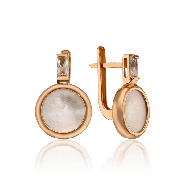 Серьги из красного золота с перламутром и фианитами Николь 033406 детальное изображение ювелирного изделия Золотые серьги Серьги из красного золота с перламутром и фианитами Николь 033406 детальное изображение ювелирного изделия Золотые серьги