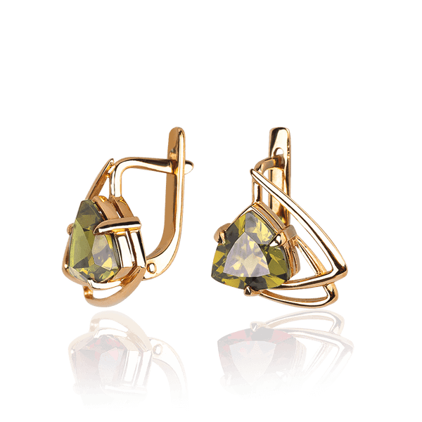 Сережки золотые женские Венесуэла с хризолитом 033511 детальное изображение ювелирного изделия Золотые серьги Сережки золотые женские Венесуэла с хризолитом 033511 детальное изображение ювелирного изделия Золотые серьги