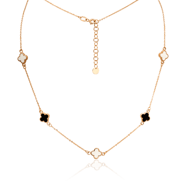 Золотое колье Клевер с черной и белой эмалью 035659 детальное изображение ювелирного изделия Золотые цепочки Золотое колье Клевер с черной и белой эмалью 035659 детальное изображение ювелирного изделия Золотые цепочки