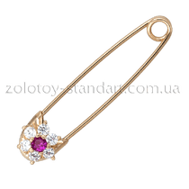 обзорное фото Золотая булавка с фианитами 300203 Золотые булавки обзорное фото Золотая булавка с фианитами 300203  Золотые булавки