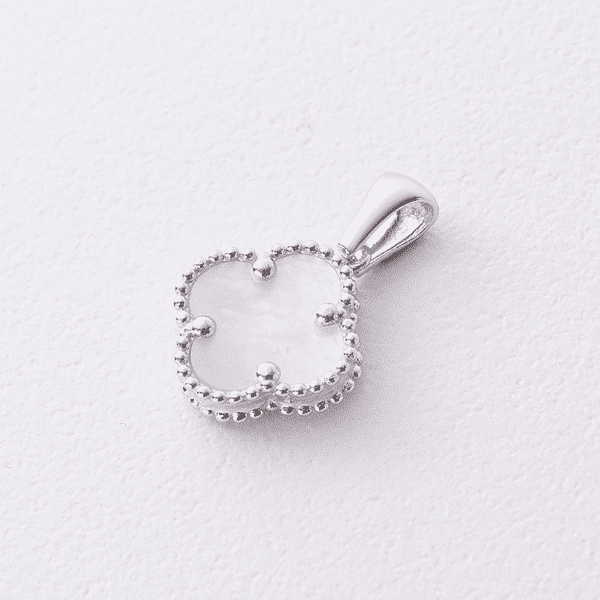 Подвеска "Клевер" в белом золоте с перламутром 041077 детальное изображение ювелирного изделия Подарки для души