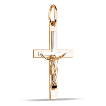 обзорное фото Крестик в комбинированном золоте 038868  Золотые крестики православные