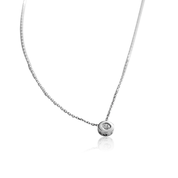 Колье из белого золота с завальцованым фианитом 032783 детальное изображение ювелирного изделия Золотые колье с камнями Колье из белого золота с завальцованым фианитом 032783 детальное изображение ювелирного изделия Золотые колье с камнями