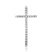 обзорное фото Крест в белом золоте с бриллиантами 026091 Декоративные золотые крестики обзорное фото Крест в белом золоте с бриллиантами 026091  Декоративные золотые крестики