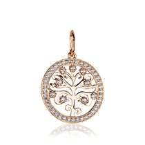 обзорное фото Золотой подвес Дерево Жизни с фианитами по кругу 585 пробы 037563 Золотой кулон Дерево жизни обзорное фото Золотой подвес Дерево Жизни с фианитами по кругу 585 пробы 037563  Золотой кулон Дерево жизни