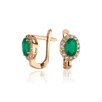 обзорное фото Золотые серьги с халцедоном 029728 Золотые серьги с халцедоном обзорное фото Золотые серьги с халцедоном 029728  Золотые серьги с халцедоном