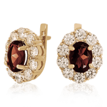 обзорное фото Золотые серьги с гранатом 023368 Золотые серьги с гранатом обзорное фото Золотые серьги с гранатом 023368  Золотые серьги с гранатом