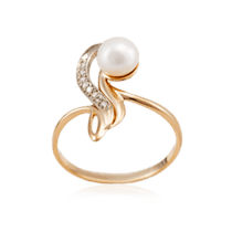 обзорное фото Золотое кольцо с жемчугом 024613  Золотые кольца с жемчугом