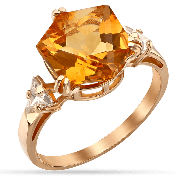 Золотое кольцо с цитрином и фианитами 036271 детальное изображение ювелирного изделия Золотые кольца Золотое кольцо с цитрином и фианитами 036271 детальное изображение ювелирного изделия Золотые кольца