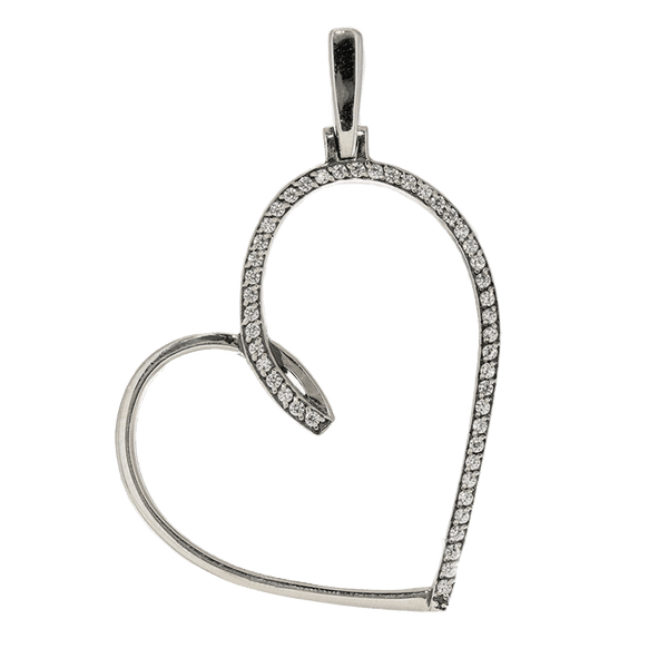 Серебряный подвес большое сердце с фианиами 026681 детальное изображение ювелирного изделия Серебряные подвески Серебряный подвес большое сердце с фианиами 026681 детальное изображение ювелирного изделия Серебряные подвески