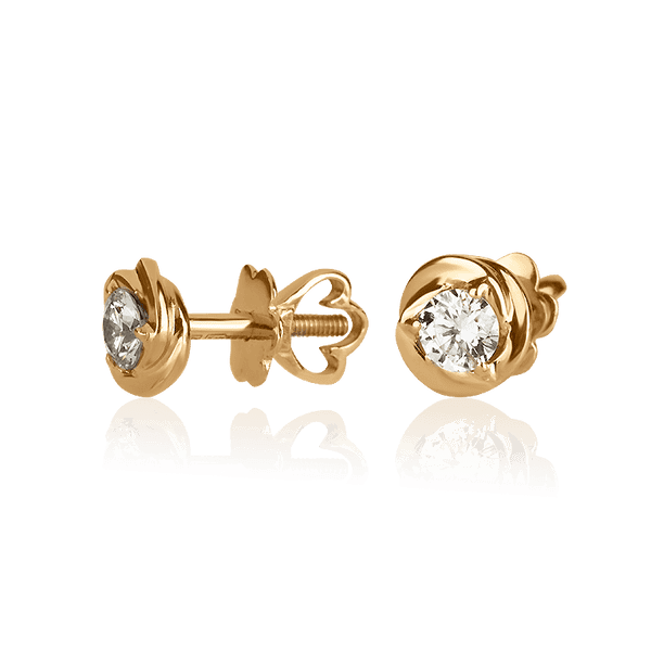 Серьги-гвоздики на закрутке в красном золоте с бриллиантом 027322 детальное изображение ювелирного изделия Золотые серьги с бриллиантами Серьги-гвоздики на закрутке в красном золоте с бриллиантом 027322 детальное изображение ювелирного изделия Золотые серьги с бриллиантами