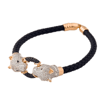 обзорное фото Браслет каучуковый в красном золоте "Пантеры" с фианитами 025672 Золотые браслеты с каучуком обзорное фото Браслет каучуковый в красном золоте "Пантеры" с фианитами 025672  Золотые браслеты с каучуком