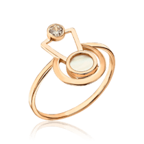 обзорное фото Золотое кольцо с перламутром и фианитом 035291  Золотые кольца