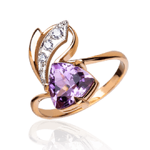 обзорное фото Кольцо из красного золота с аметистом Рикарда 033492 Золотые кольца обзорное фото Кольцо из красного золота с аметистом Рикарда 033492  Золотые кольца