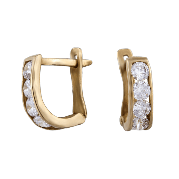 Золотые серьги с цирконием 100309 детальное изображение ювелирного изделия Серьги с камнями Золотые серьги с цирконием 100309 детальное изображение ювелирного изделия Серьги с камнями