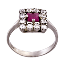 обзорное фото Серебряное кольцо с рубином 6678  Серебряные кольца