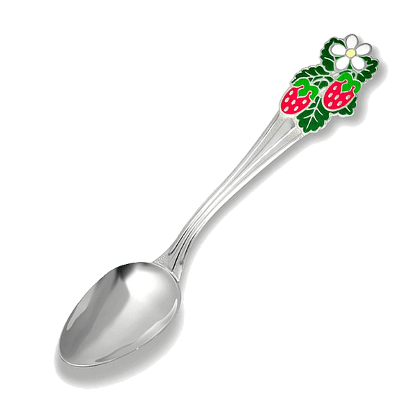 Серебряная десертная ложка Земляника с эмалью 031839 детальное изображение ювелирного изделия Серебряные детские ложечки Серебряная десертная ложка Земляника с эмалью 031839 детальное изображение ювелирного изделия Серебряные детские ложечки