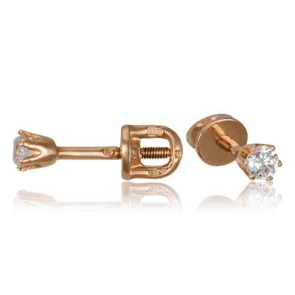 Золотые серьги с цирконием 540702 детальное изображение ювелирного изделия Золотые серьги с фианитом
