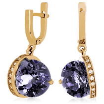 обзорное фото Золотые серьги с александритом 023485 Золотые серьги с александритом обзорное фото Золотые серьги с александритом 023485  Золотые серьги с александритом